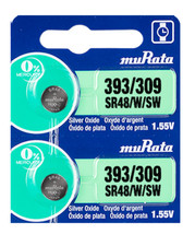 Murata 393/309 SR754W Silver Oxide Battery 2 Count - Replaces Sony 393/309
