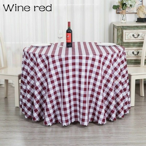 Checked Round Tablecloth Dustproof Wedding Dinning Table Cover Polyester Country - Picture 11 of 20