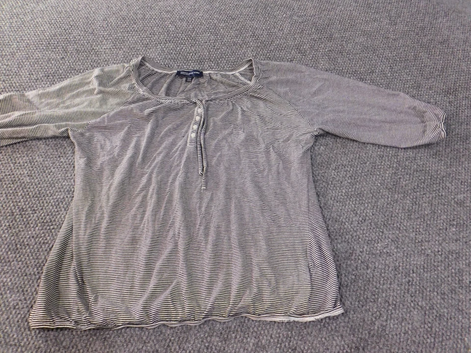 Blusa Jones New York XL extra grande preta feminina listrada branca assinatura - Imagem 2 de 4