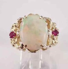 Vintage Wedding Ring 2Ct Oval Cut Lab-Created Fire Opal 14K Yellow Gold Plated