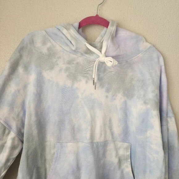 VETEMENTS Felpa con cappuccio Fate Tie Dye Drop spalla crop cotone lounge comfort relax baggy blu L