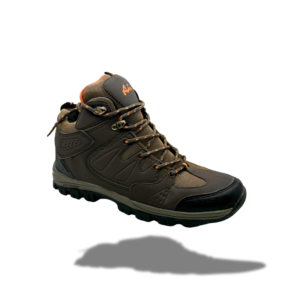 Men's Durable Brown High-Top Hiking Sneaker Boots for Outdoor Adventures