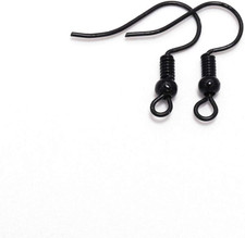 100Pcs Black 20 17Mm Black Earring Hooks Hypo-Allergenic Ear Wires Fish Hooks wi