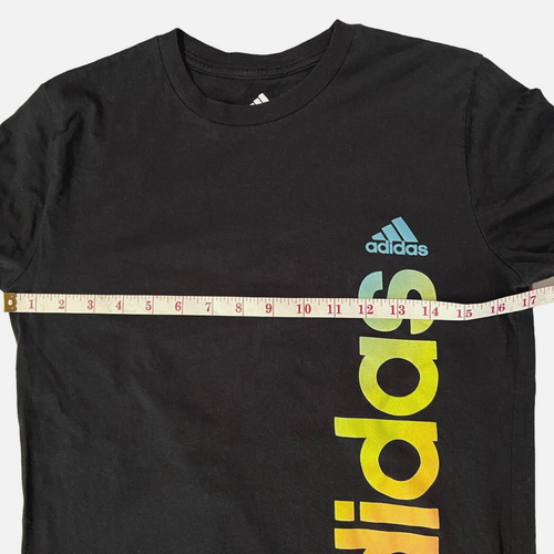 Adidas Boys Size Medium 10/12 Cotton T-Shirt Tee Vertical Rainbow Logo Print - Picture 6 of 9