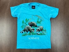 VINTAGE YOSEMITE RACCOON HALF DOME KIDS XS T SHIRT DEADSTOCK 90S TODDLER LT TEAL