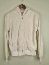 Prana Full Zip Fuzzy Hoodie Tag Large Fits Small Cream Ivory White