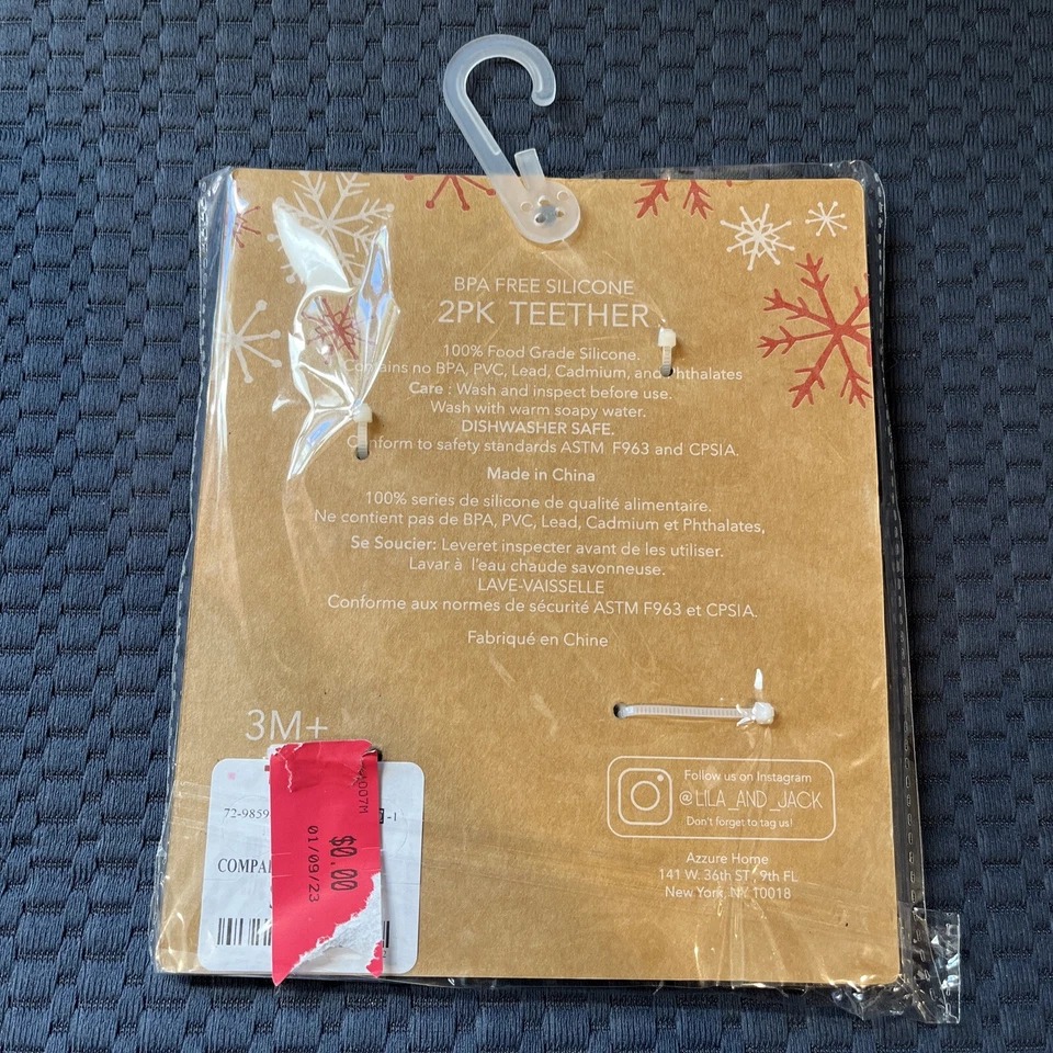 Lila & Jack 2 Christmas Holiday Collection Infant Teether Santa Reindeer Baby - Image 2 of 2