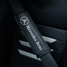 2PCS Car Accessories Seat Belt Covers Shoulder Pads Leather For Mercedes Benz