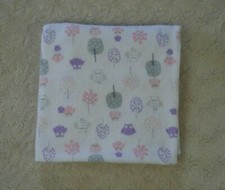 Purple Owls Baby Receiving Blanket Flannel White Pink Gray Trees Thin Lovey