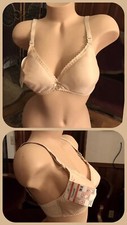 Vintage Bra Nude Beige Seamless Convertible WORN 3 WAYS Adjustable 1970s NEW 36C