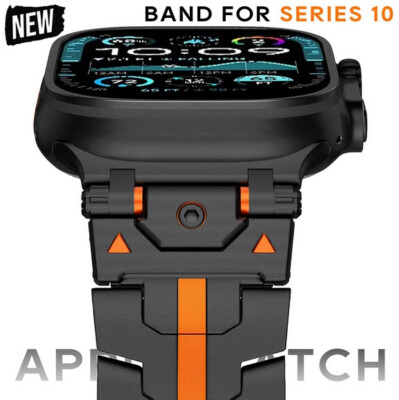NewWays Titanium Schwarz Orange Metal Armband Für Apple Watch Ultra 1+2+3 ~~