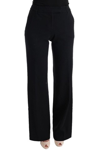 Ermanno Scervino Black Wool Cotton Logo Metal Buckle Women display picture 1