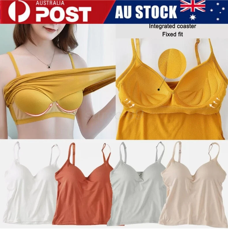 Women's Camisole with Built in Shelf Bra Adjustable Strap Vest Padded Tank Tops