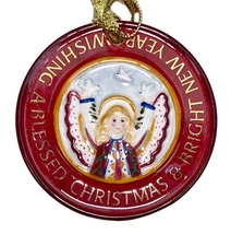 Wishing Blessed Christmas New Year Angel 2004 Kathy Killip Demdaco Folk Heart