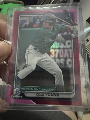 2024 Bowman Chrome Cole Young⚡️PINK REFRACTOR #d/199⚡️Mariners BCP-112