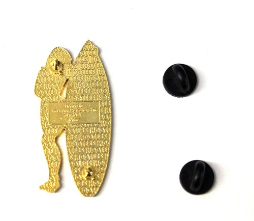 HOOTERS SURFER GIRL BLONDE SILVER SURFBOARD BLACK BIKINI BATHING/SWIM SUIT PIN - Picture 3 of 3