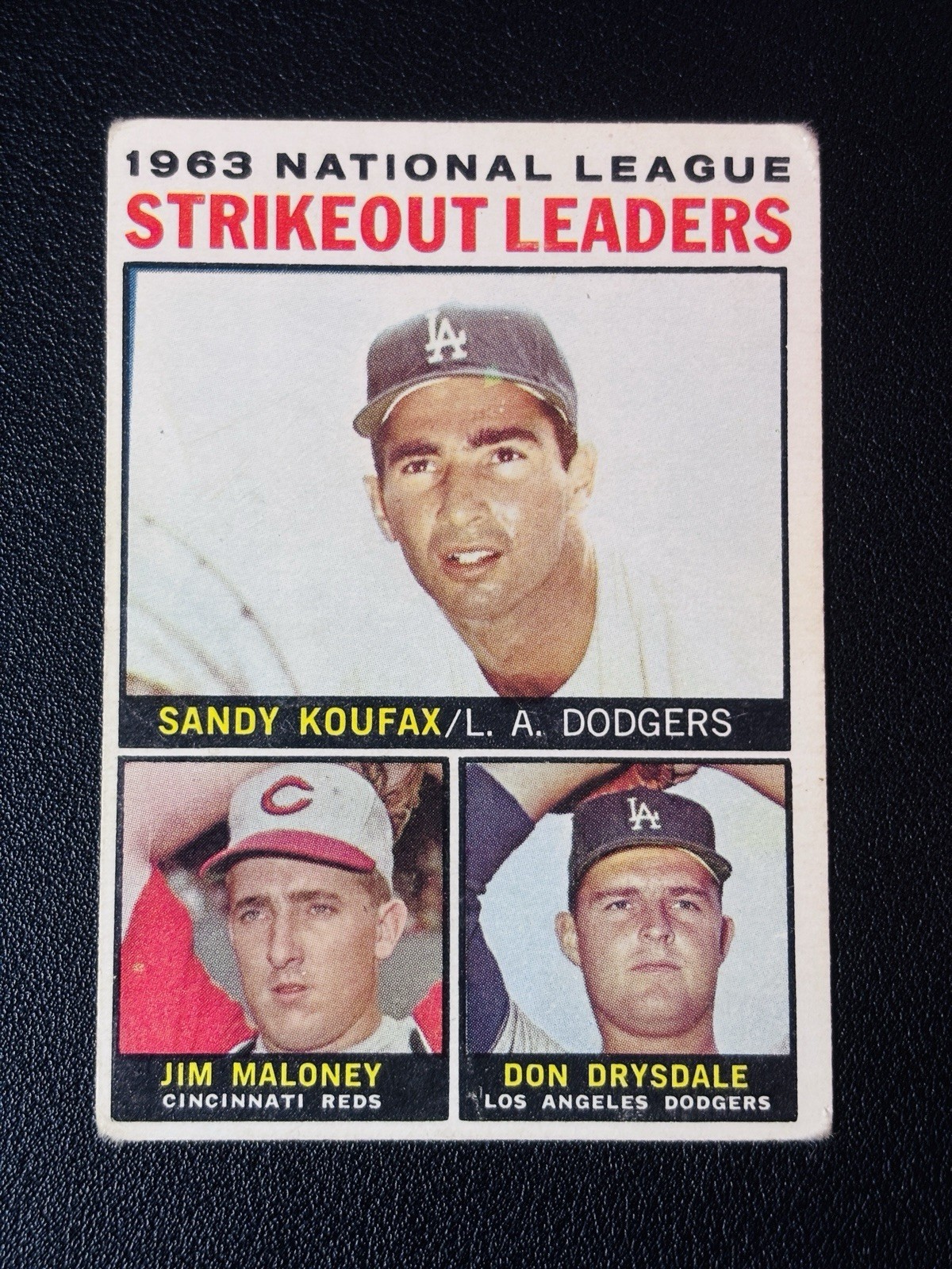 1964 Topps #5 1963 National League Strikeout Leaders Sandy Cofax Don Drysdale PB