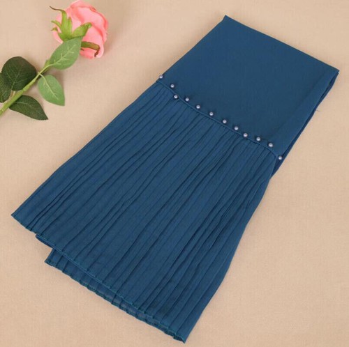 Muslim Women Long Scarf Head Wrap Scarves Beaded Shawls Islamic Headscarf Stoles - Picture 16 of 30