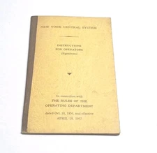 New York Central System Instructions For Operators Railroad Employee Book 1956