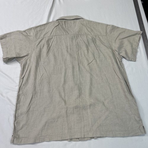 Haggar Linen Hawaiian Bowling Shirt Mens 2XL XXL Beige Argyle Button Up Rayon - Picture 8 of 10
