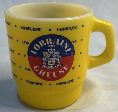 RARE!!!! Vintage Lorraine Brand Semi Soft Cheese Fabulous Yellow Mug Made In USA