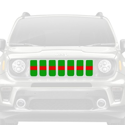 For Jeep Renegade 15-19 1-Pc Lime Green Red Line Style Perforated Main Grille