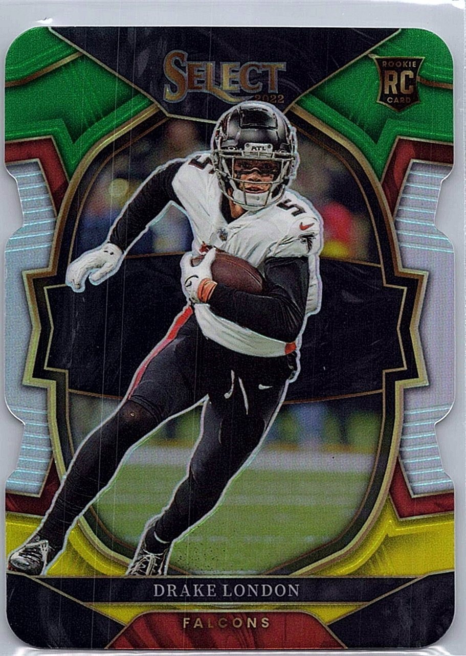 2022 Panini Select - Concourse Drake London #35 Green & Yellow Prizm Die-Cut RC