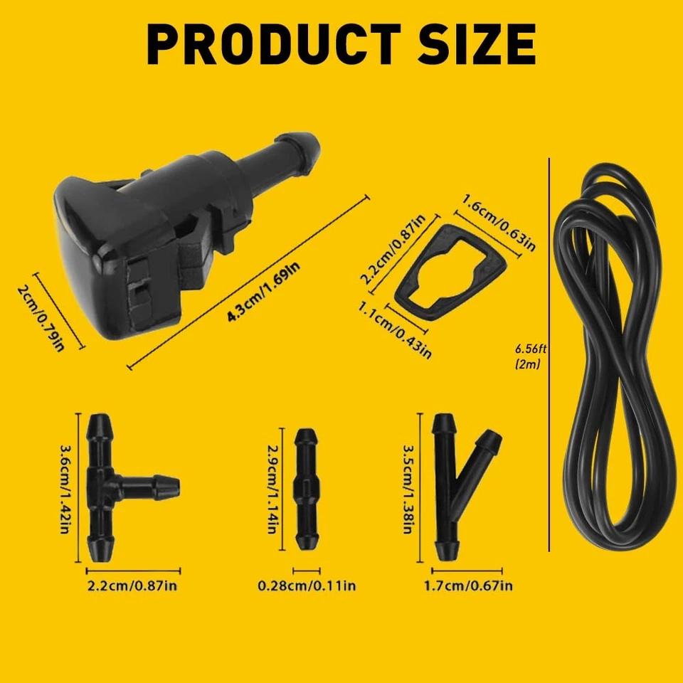 Kit de chorro de pulverización de boquilla de chorro de chorro de chorro de boquilla de limpiaparabrisas universal para automóvil manguera de fluido Foto 4 de 4