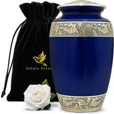 Elegant Blue Cremation Urn for Adult Male - Handcrafted Memorial Tribute