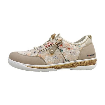 Romika  Damenschuhe Halbschuhe Slipper sportlicher Schnürer Beige Freizeit