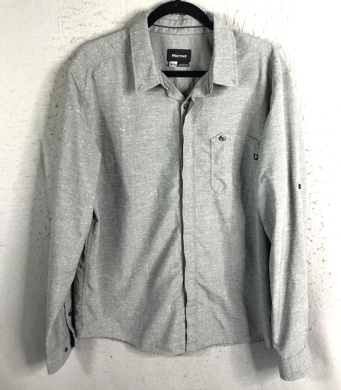 Marmot Shirt Men XL Gray Performance Nylon Blend Hiking Outdoors Gorpcore Casual