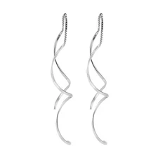Spiral Threader Earrings 925 Sterling Silver Drop Dangle Earrings Handmade Je...