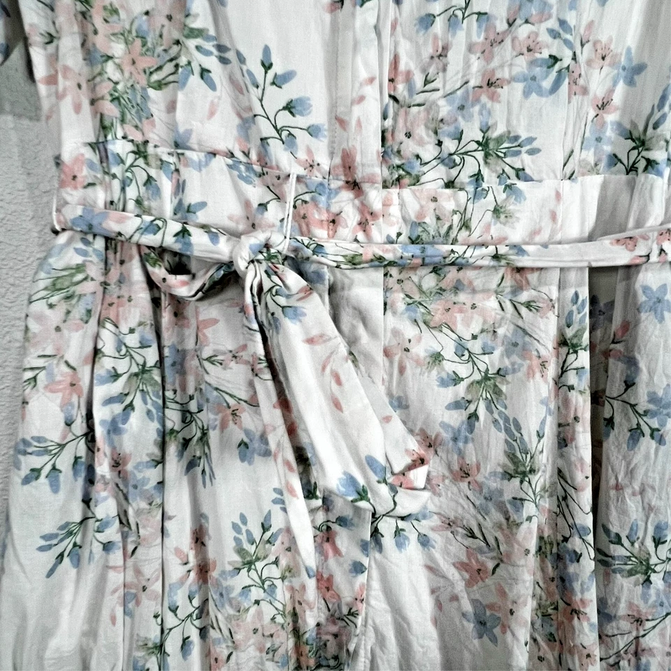 Calvin Klein Button Shirt Maxi Dress Floral Short Sleeve Prairie Cottage Size 8 - Image 3 of 4