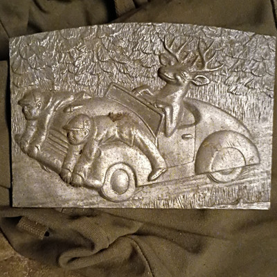 rare silver plaque for hunters, reverse role. funny 