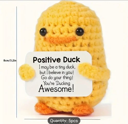 Inspirierende gehäkelte positive Ente - 5er Pack Handarbeit emotionale Jubelunterstützung... - Bild 2 von 7