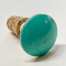 Vintage Plastic Cork Water Bottle Sprinkler Top Turquoise HM USA Ironing Sewing