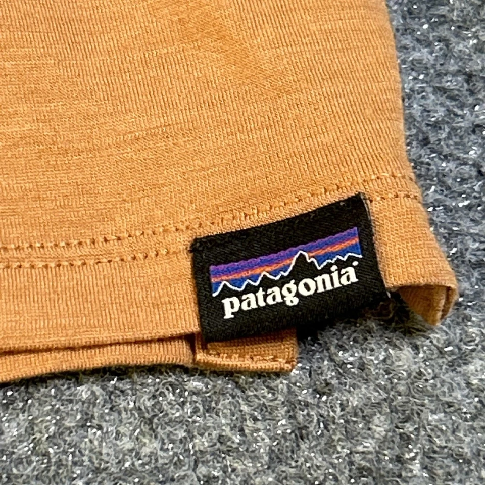 Camisa Patagonia Capilene Cool Merino Para Hombre Grande Naranja Manga Larga Cuello Redondo Foto 4 de 4