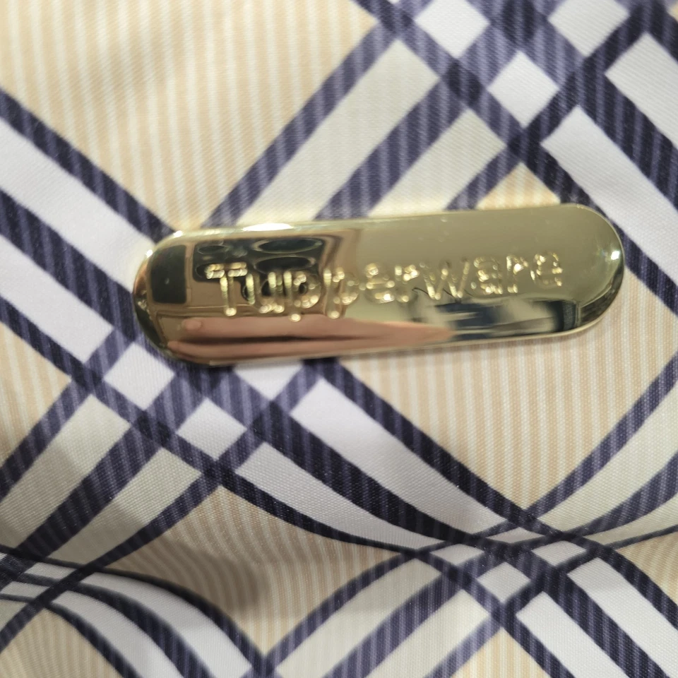 Bolso de mano refrigerador aislado a cuadros Tupperware bolsa de almuerzo azul marino sobras de Navidad Foto 3 de 4