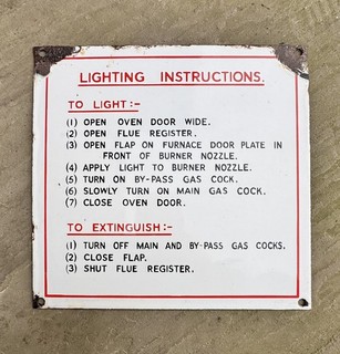 Antique Vintage c1930s Industrial Oven/Mortuary Furnace Enamel Instructions Sign