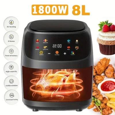 DEPMOG XXL Heißluftfritteuse 8L Fritteusen Friteuse Heißluft Air Fryer 1800W ohne Öl