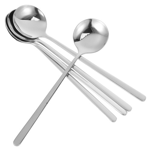 5pcs Korean Stainless Steel Handle Spoon Round Table Flatware - Bild 10 von 12