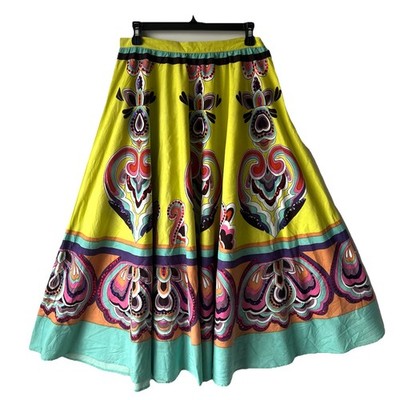 VTG Sharon Anthony Midi Skirt 6 Gypsey Bright Abstract Boho Art To Wear Sequins