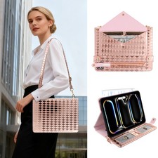 For Samsung Galaxy Tab S10 FE /S9 Crossbody Leather Wallet Case with Pen Slot
