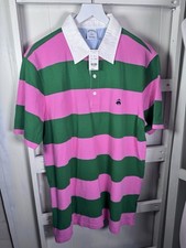 Brooks Brothers Men s Polo Green Pink Stripe Rugby Sold Out Size Slim XL NWT New