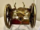 Vintage COURVOISIER Cognac Cannon Bottle Holder Display Napoleon Wood Brass Name — photo 4