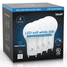 15W 100W Equivalent GU24 LED Light Bulb Dimmable 3000K Soft White, UL, Repl...