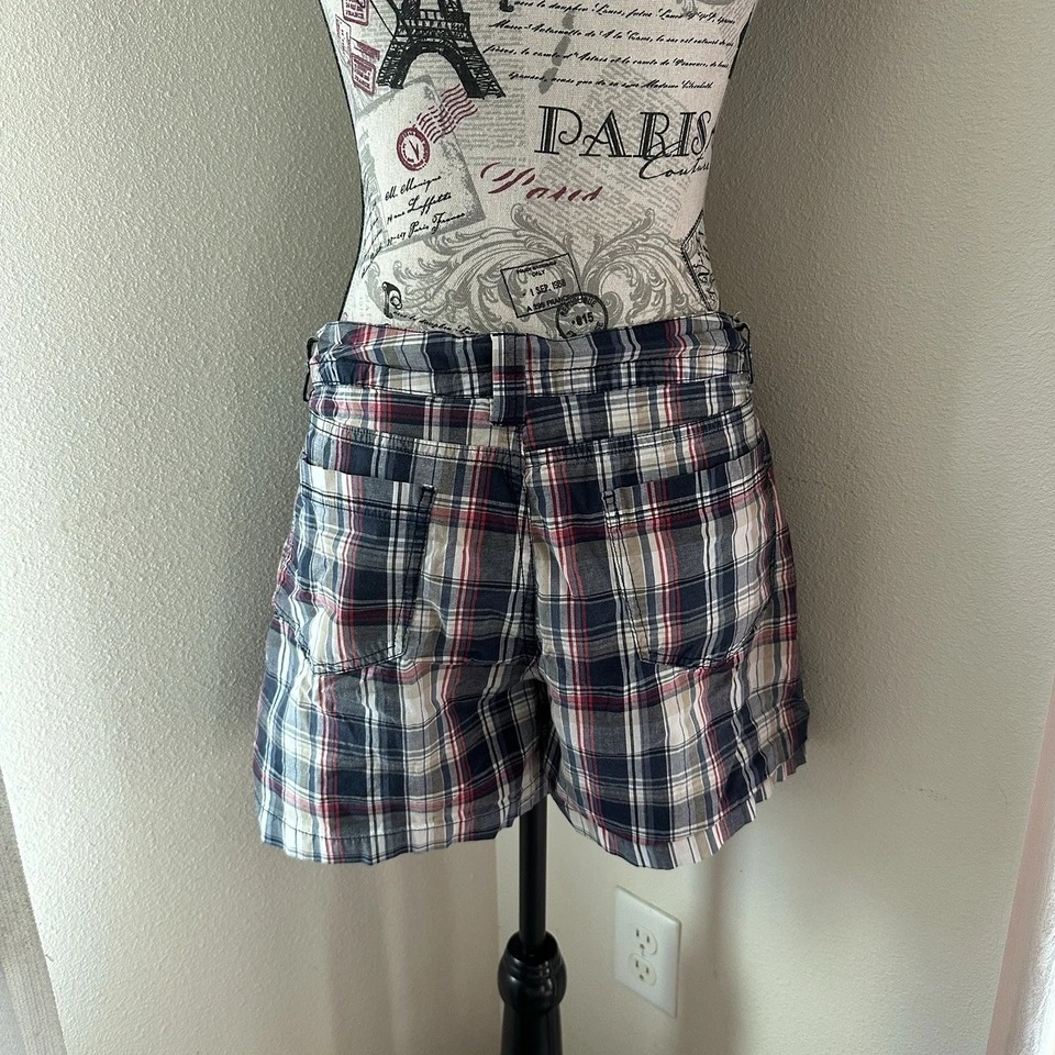 Pantalones Cortos Ligeros a Cuadros Gris Glory Desteñido (Mujer 16) Años 90/Y2k De Colección Foto 2 de 4