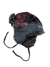 Woolrich Trapper Faux Fur Hat Cap Aviators Plaid Flannel lined Mens One Size