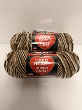 Red Heart Super Saver Yarn Multicolor Shaded Browns lot of 2