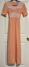 Vintage Lace Dress Peach Color Long